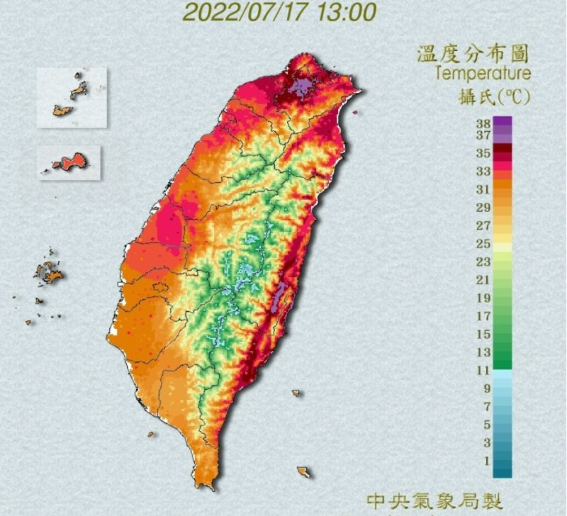 ▲未來一週台灣地區如同烤熟的紅番薯，尤其大台北地區高溫會特別顯著。（圖／翻攝中央氣象局官網）