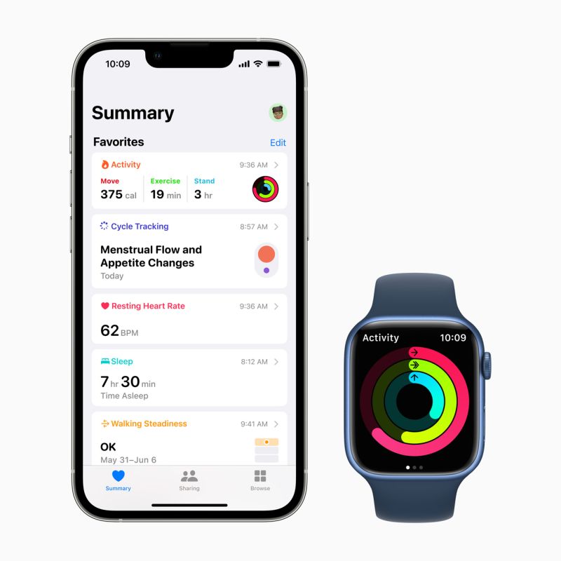 ▲ iOS 16 和 watchOS 9將會強化Apple Watch 和 iPhone 對於健康和健身照顧，對於長輩也更加實用。(圖／取自官方)