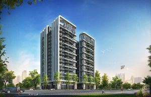 ▲「富宇上和苑」兩棟建築立面以蜿蜒流動的白色線條形貌,與「國圖館」象徵「知識之流」的建築外觀相呼應。(圖/品牌提供)