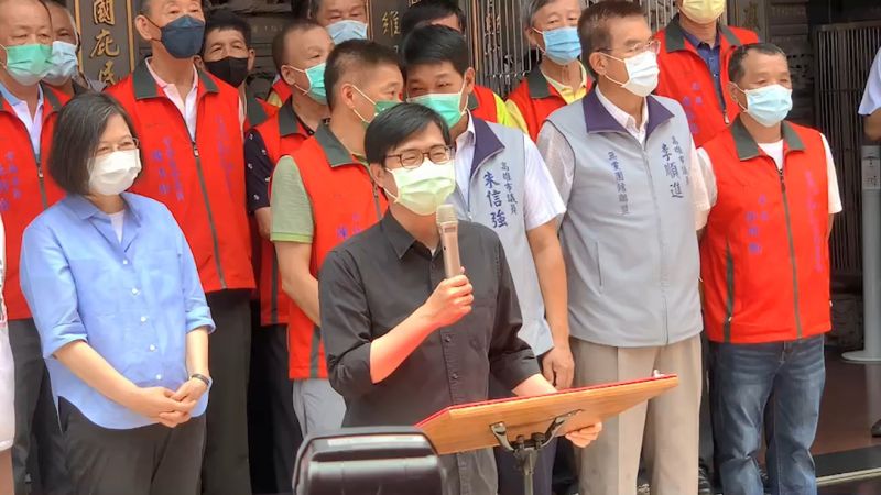 ▲陳其邁致詞時，特別感謝蔡英文總統對高雄建設的支持。（圖／翻攝畫面）