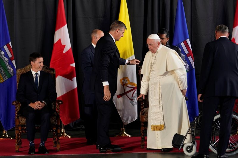 ▲天主教教宗方濟各（Pope Francis）抵達加拿大，展開他自稱為「懺悔朝聖之旅」的6天訪問行程。（圖／美聯社／達志影像）