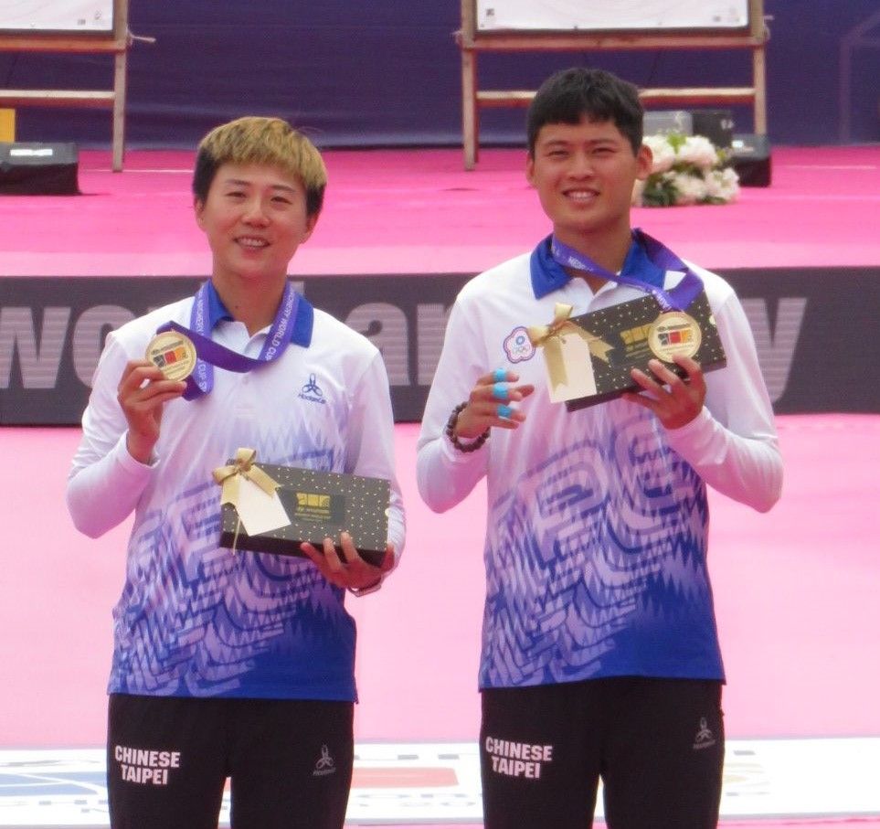 ▲雷千瑩、湯智鈞(右)奪金。協會提供