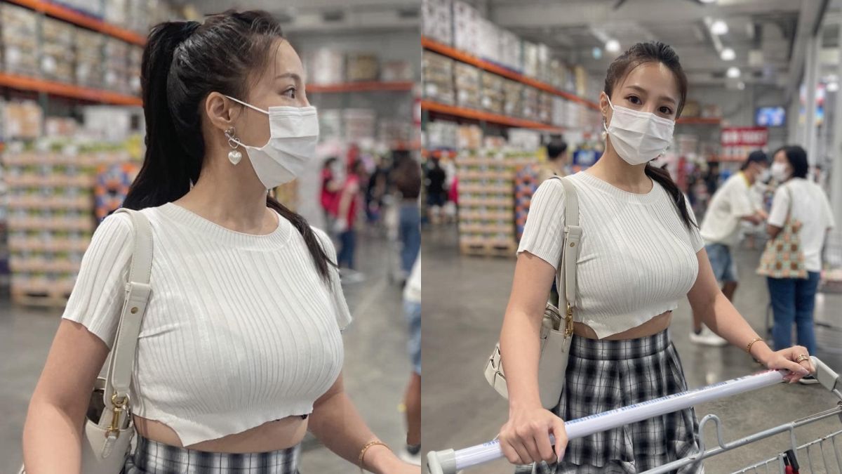 ▲「真人蛇姬」出沒大賣場。（圖／林采緹臉書）