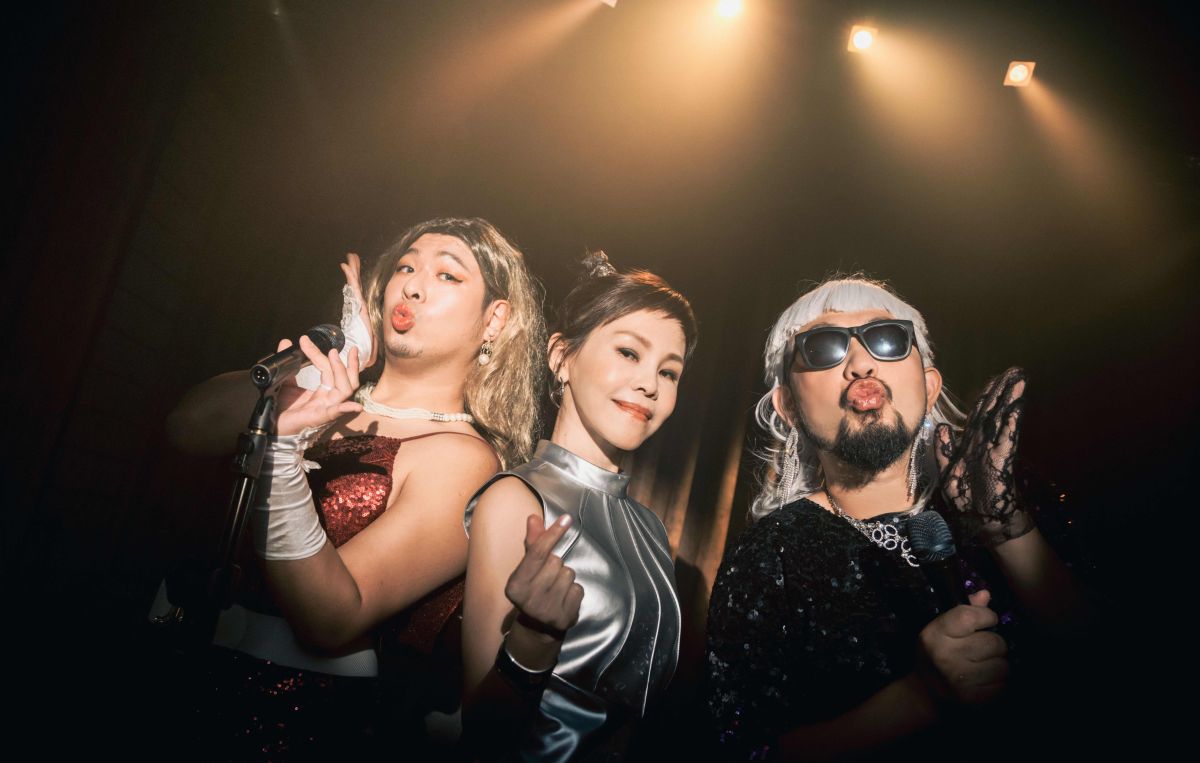 ▲彭佳慧（中）客語單曲《我要把你嚇死喔》MV，找來網紅UG（左）、八十八顆芭樂籽主唱阿強演出。（圖／新視紀整合行銷提供）