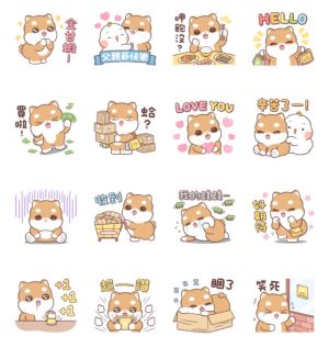 LINE免費貼圖7組連發!父親情人節限定 柴犬皮皮超萌 ▲「LINE購物直播 × 柴犬皮皮」免費貼圖。(圖/翻攝自LINE)