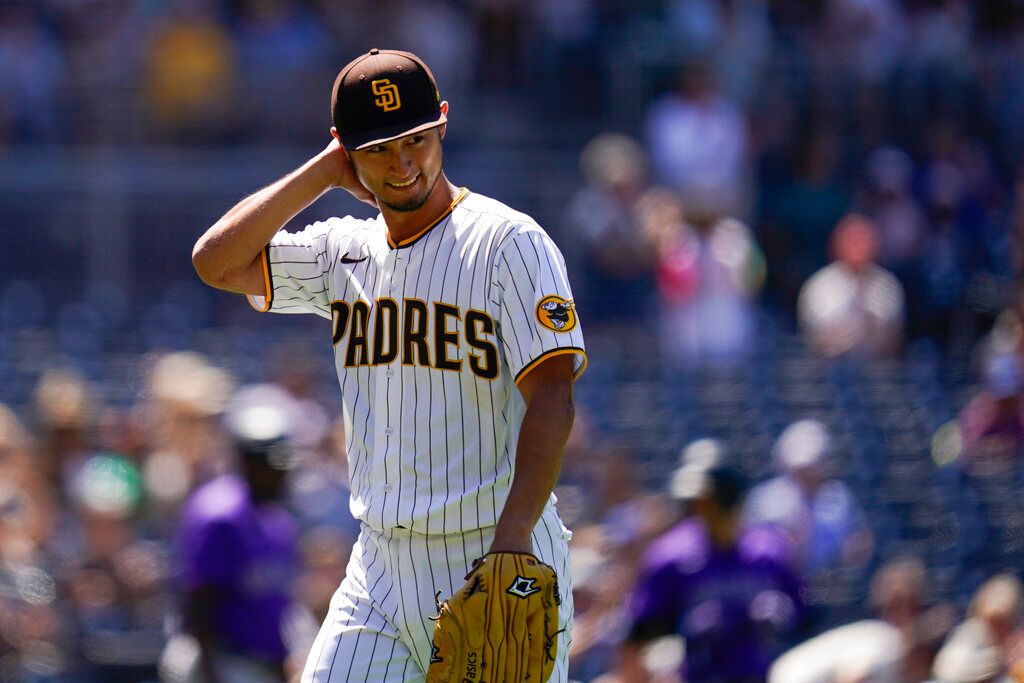 ▲教士隊日籍強投達比修有因手肘骨刺本季提前關機。（圖／美聯社／達志影像）