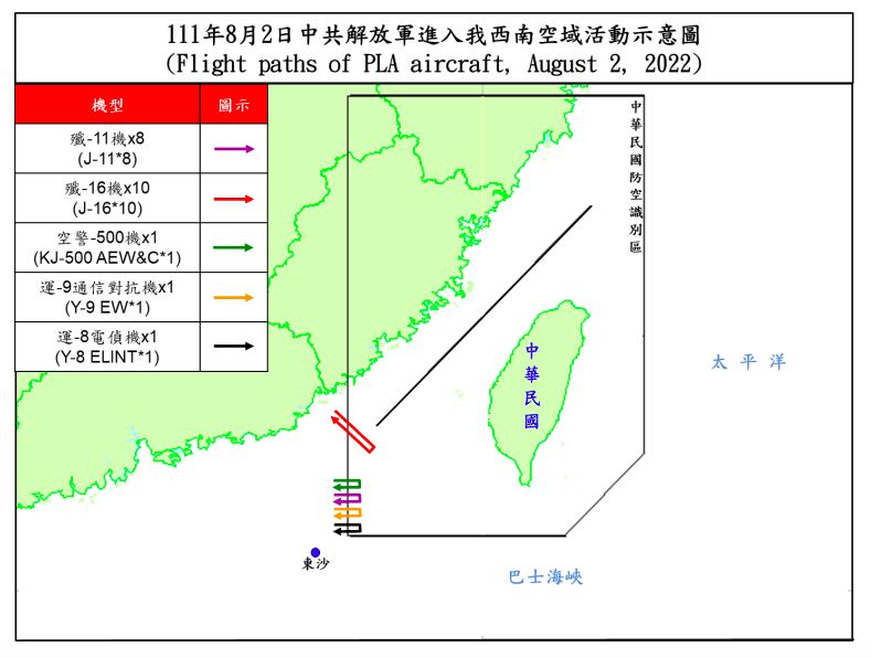 ▲國防部3日凌晨公告,2日共軍出動21架共機擾台。(圖/國防部)