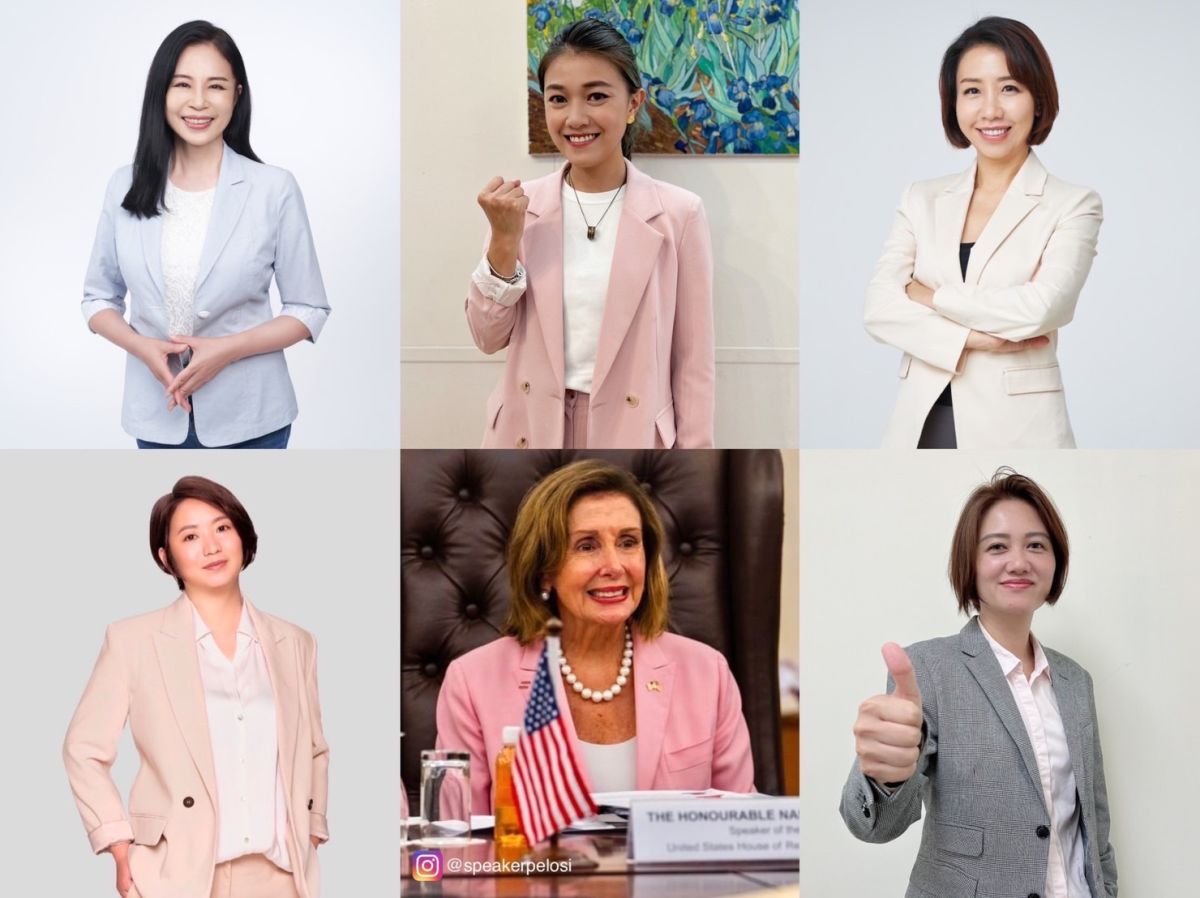 ▲顏若芳等人以套裝造型致敬裴洛西，更期盼展現台灣的政治新女力。（圖／顏辦公室提供）