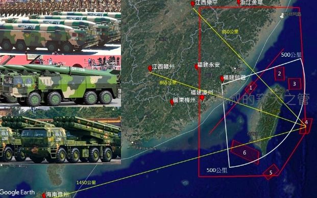 ▲呂禮詩認為,解放軍精心設計過的六個操演區,重點在於「火力展示」,特別是四號操演區的設計,目的是要讓飛彈飛越台北、台中、高雄。(圖/翻攝呂禮詩臉書)