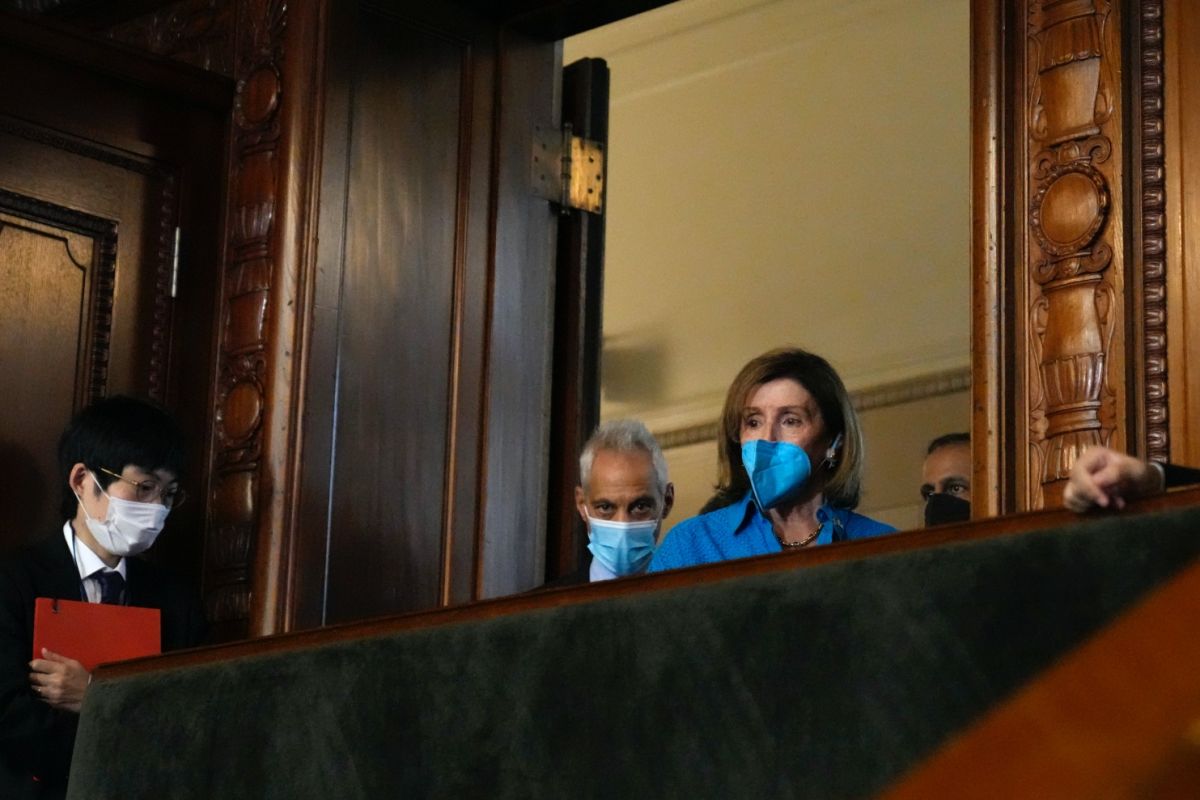 ▲美國眾議院議長裴洛西正8月5日與日本眾議院議長細田博之會晤。（圖／美聯社／達志影像）