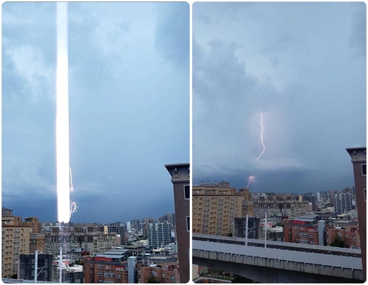 ▲有網友拍下「擎天雷柱」直劈而下的震撼瞬間，引發熱議。（圖／翻攝自「爆料公社二社」臉書）