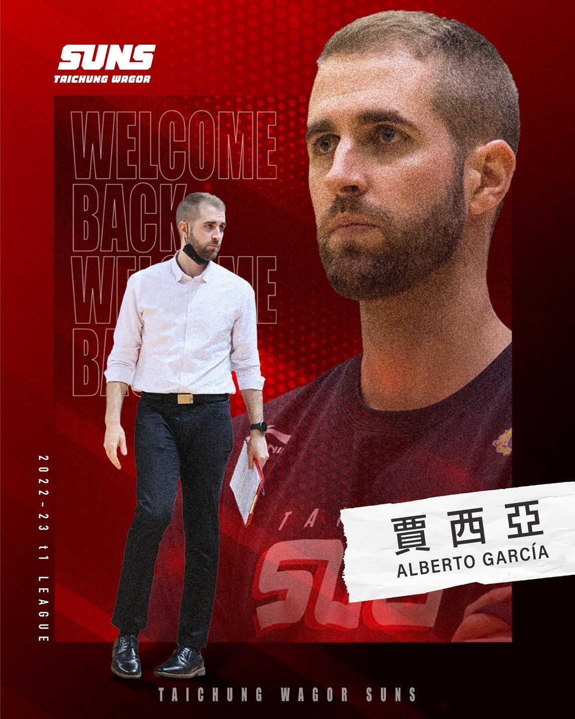 ▲賈西亞教練（Alberto García）回歸太陽教練團。球團提供