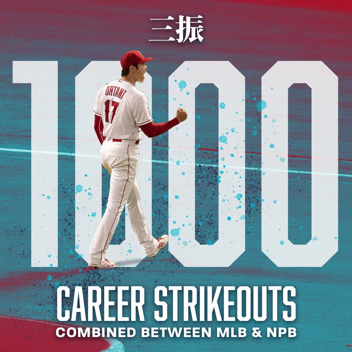 ▲大谷翔平生涯1000次三振。（取自天使推特）