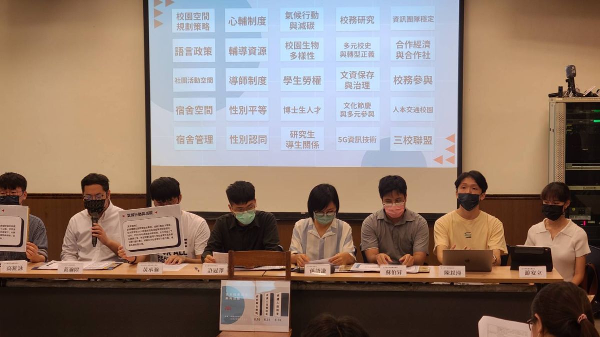 ▲台大學生會、研究生協會將辦理「第13屆校長遴選系列活動」，今（10）日召開記者會說明活動期程並公佈22項聯合提問內容。（圖／記者李琦瑋攝，2022.08.10）