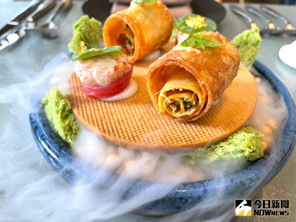 ▲套餐包含主廚每日精選，提供兩款開胃小點。（圖／記者黃仁杰攝,2022.08.12）