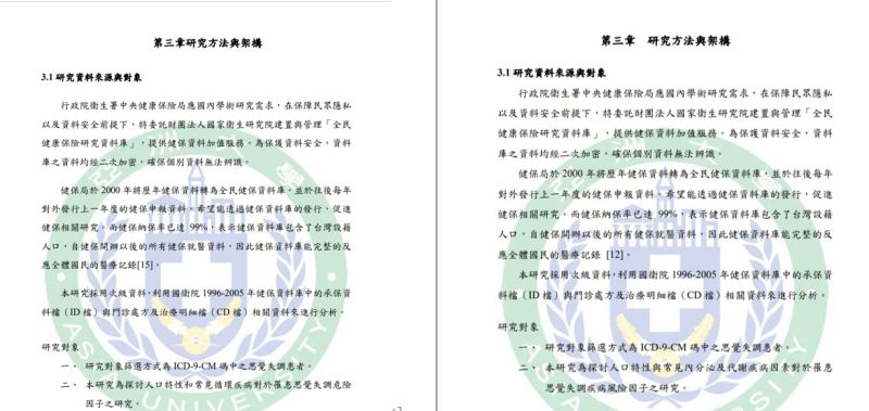 ▲兩份論文的第3章第1頁，僅排版、行距有異，內文皆雷同。（圖／台灣博碩士論文知識加值系統，2022.08.15）