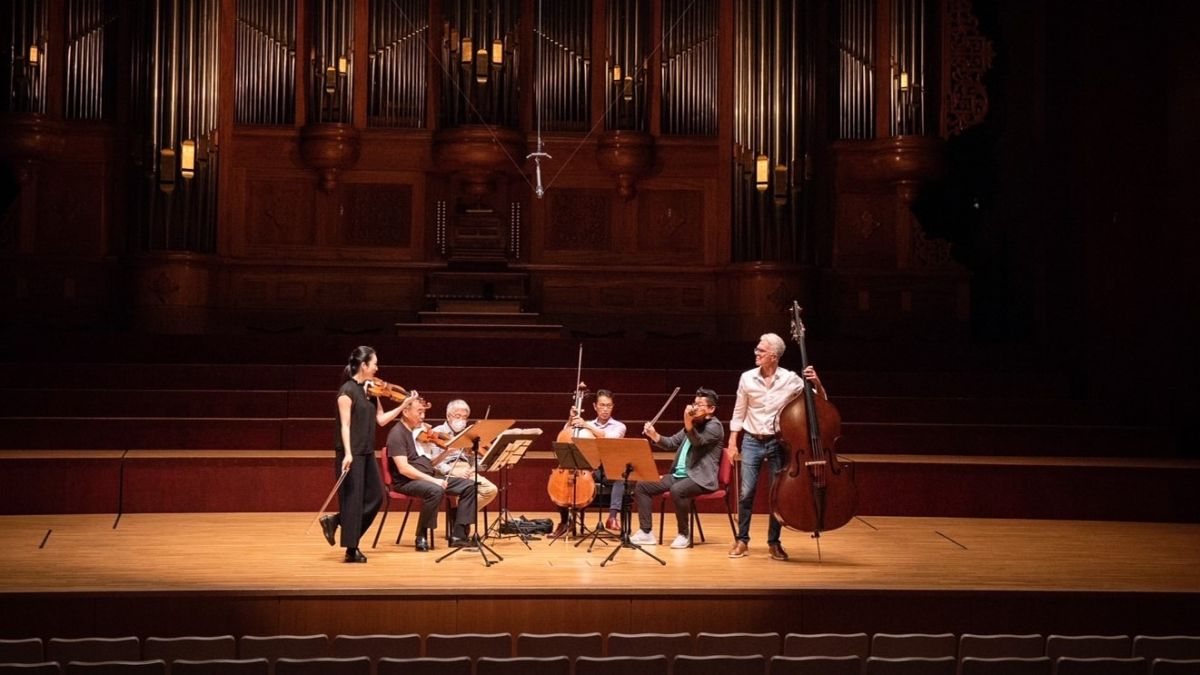 ▲「台北大師星秀音樂節（TMAF）」今年回歸台灣，TMAF師資群於演出前在國家音樂廳舞臺排練。（TMAF提供）