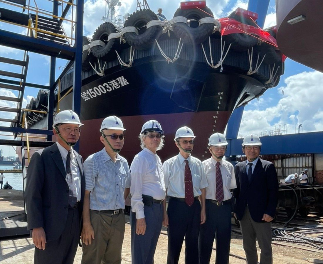 ▲台灣港務港勤公司新造兩艘5000匹馬力級拖船舉行下水儀式。(圖／記者黃守作攝，2022.08.22)