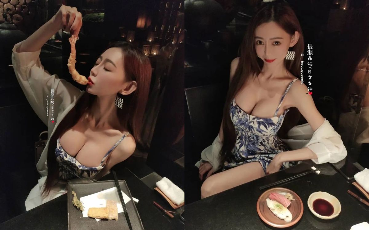 ▲長瀨昆妮品嘗美味炸蝦，但網友目光都在她的好身材。（圖／長瀨昆妮IG）