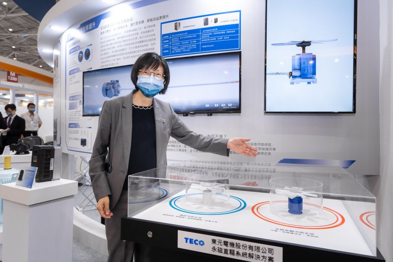 ▲在台北國際自動化大展上，東元集團以「打造低碳智慧未來工廠」為主軸，聚焦三大解決方案。圖為東元電機董事長邱純枝。（圖／東元提供）