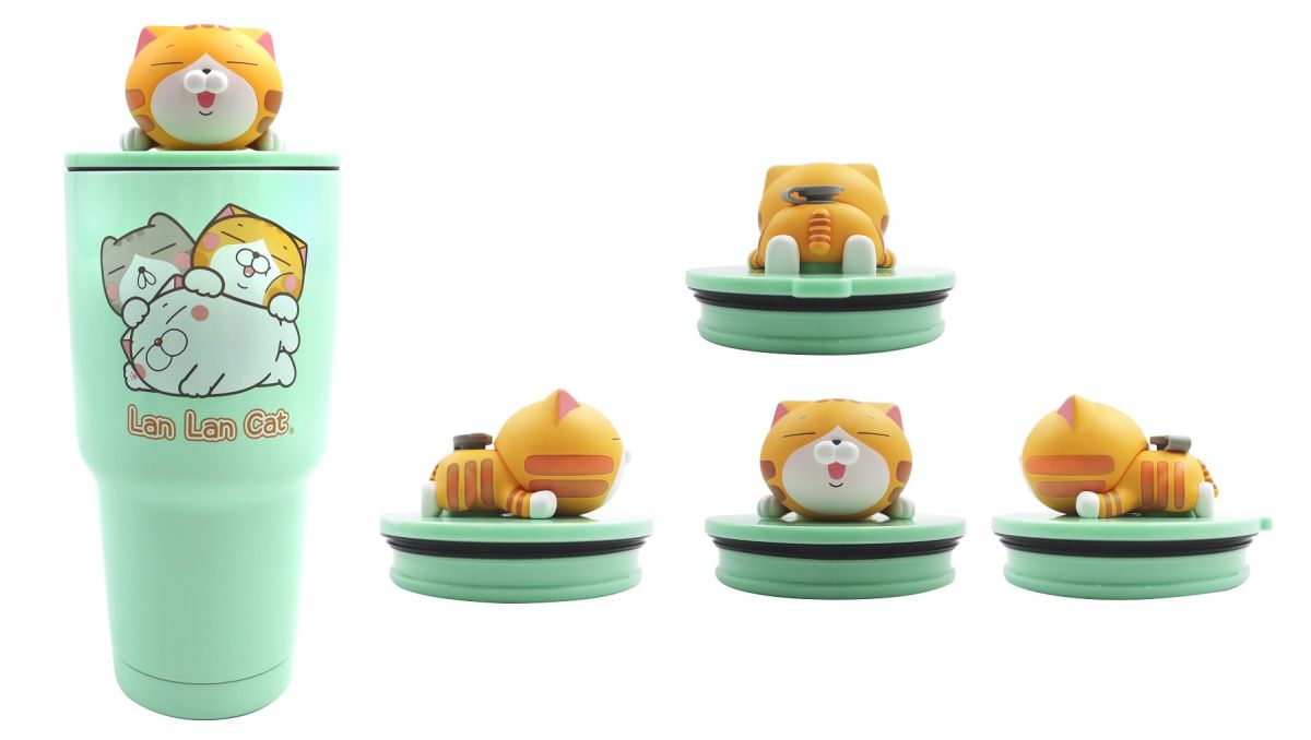 ▲小北百貨推出白爛貓「Buy爛無法擋」加價購，共5款實用周邊，消費滿百元可用499元加購「懶得冰冰霸杯」。（圖／業者提供）