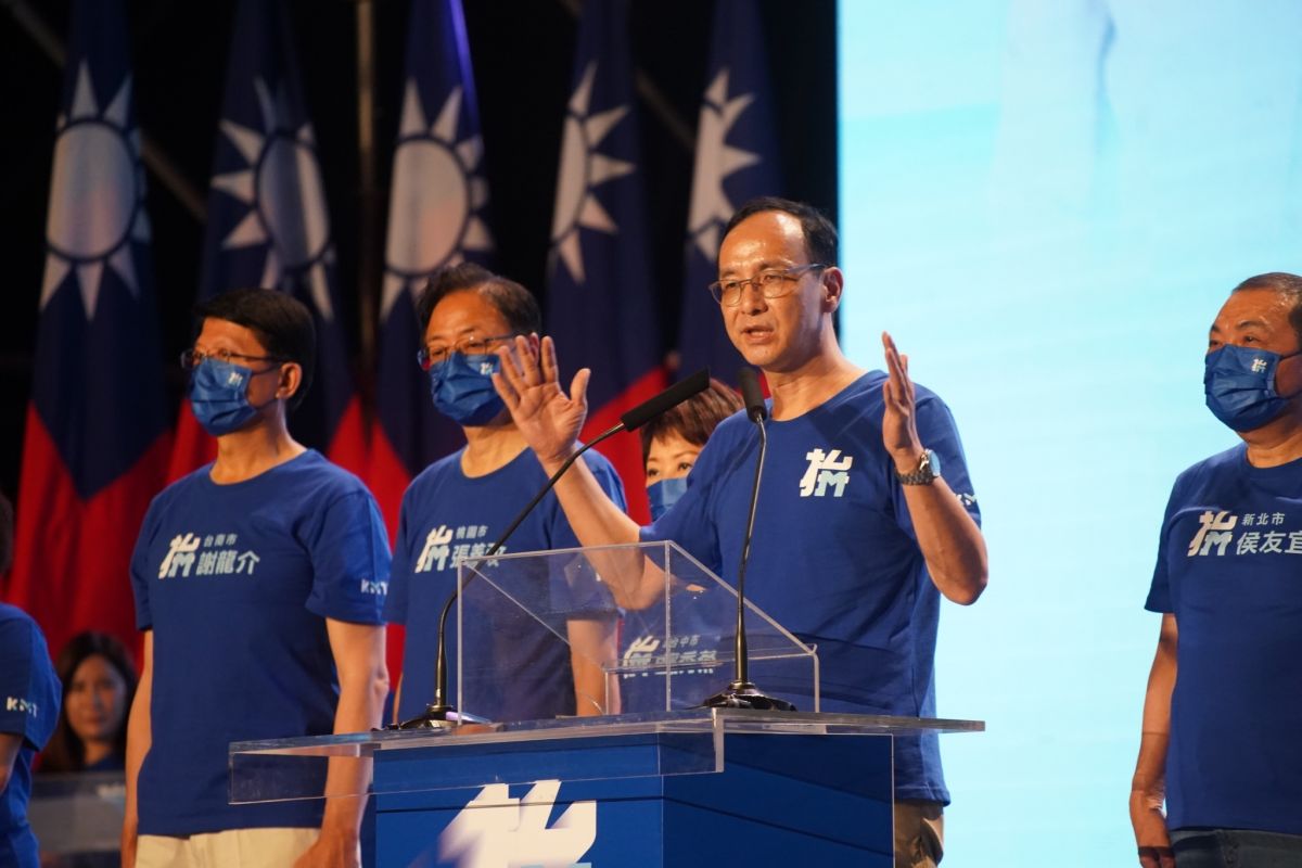 ▲朱立倫在全代會時表示，國民黨支持18歲公民權。（圖／記者李春台攝，2022.8.28）