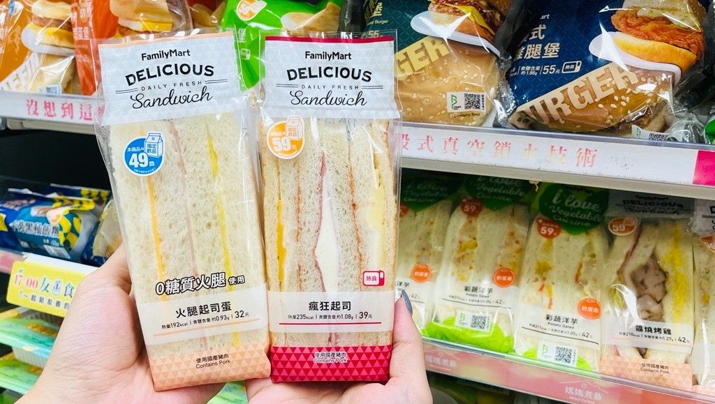 ▲超商早餐戰開打，全家9月6日前使用指定支付買18款三明治、漢堡享7.9折，其中人氣經典火腿起司蛋三明治折後下探到26元。（圖／業者提供）