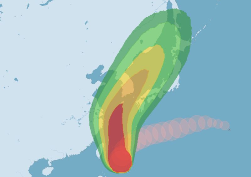 ▲軒嵐諾颱風慢慢北轉中，暴風圈對台灣陸地威脅仍在。（圖／翻攝中央氣象局官網）