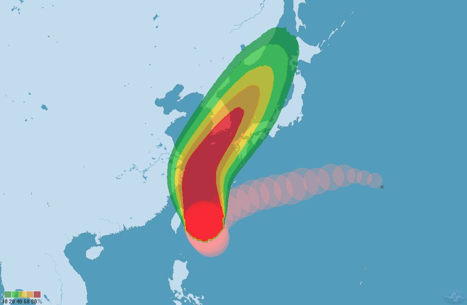 ▲中央氣象局稍早預估，軒嵐諾的暴風圈在今（3）日晚上8點前就會觸碰東北部陸地。（圖／中央氣象局提供）