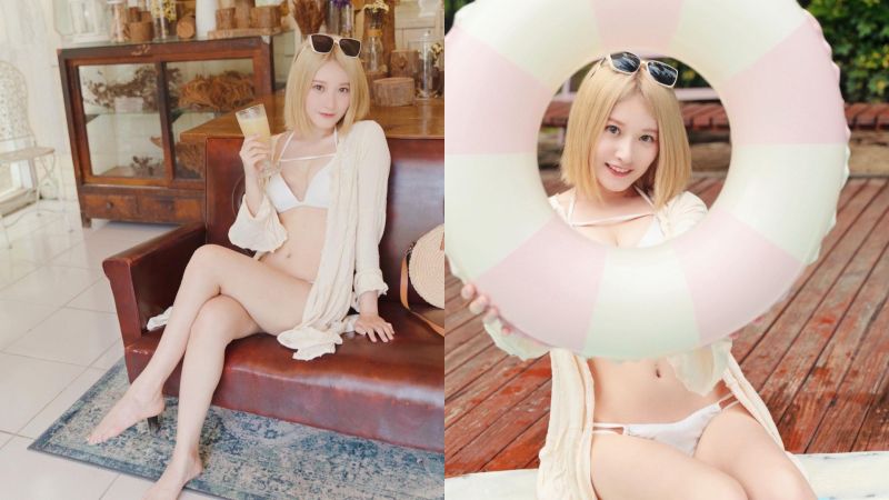 ▲艾瑞絲日前到旅遊景點拍攝泳裝照，也不忘給予粉絲們福利加碼「脫罩」。（圖／艾瑞絲IG）