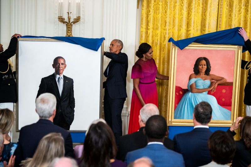 ▲美國前總統歐巴馬伉儷的白宮官方肖像揭幕儀式，在繼任總統川普執政4年期間遭拒辦，現在終於成功揭幕。（圖／美聯社／達志影像）