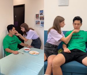 ▲佳娜餵男友祖雄吃飯,還用手接下葡萄籽。(圖/翻攝自祖雄IG) ▲佳娜餵男友祖雄吃飯,還用手接下葡萄籽。(圖/翻攝自祖雄IG)