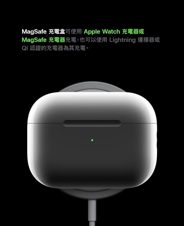 ▲AirPods Pro2的MagSafe充電盒可用Apple Watch充電器充電，這是一代沒有的功能。（圖／取自蘋果官網）