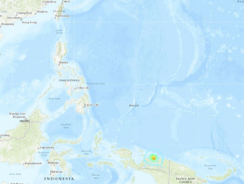 ▲美國地質調查所（USGS）表示，印尼巴布亞（Papua）地區今早發生規模6.1地震，數分鐘後又發生規模5.8餘震。（圖／美國地質調查所）