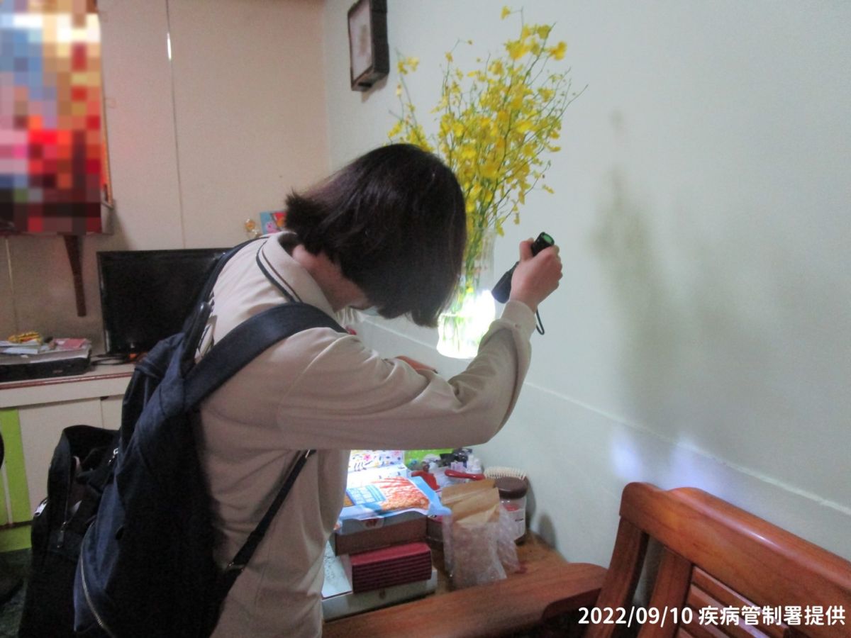 ▲防疫人員於高雄市前鎮區執行孳生源查核，協助民眾檢視家中花瓶等容器內是否有孑孓或蚊卵。（圖／疾病管制署提供）