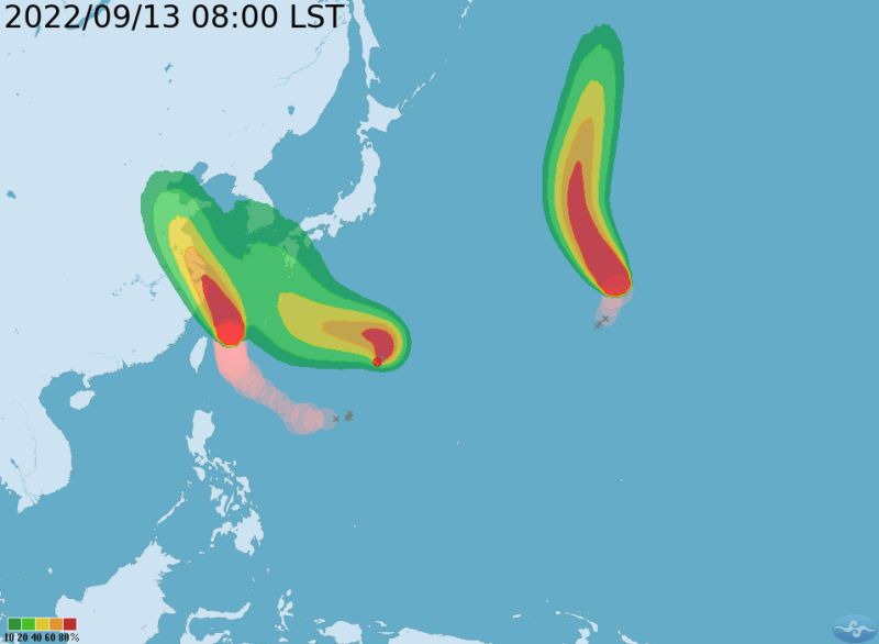 ▲氣象局最新觀測資料，目前太平洋地區有2個颱風，有1個熱帶性低氣壓，未來12～24小時可能會形成「三颱共舞」的狀況。（圖／中央氣象局）