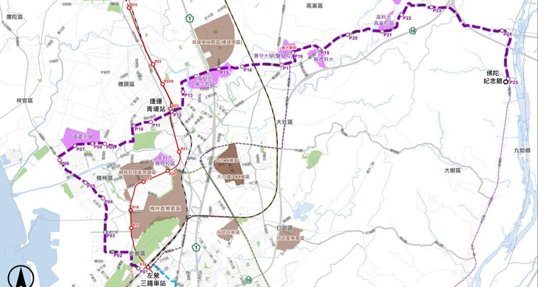 ▲高捷紫線預計由高鐵左營站通到佛光山，全長約30.3公里。（圖／高市府捷運局提供）