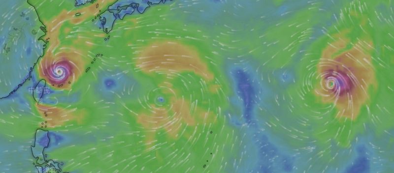 ▲氣象局針對梅花颱風將在傍晚17:30解除海警，不過太平洋上也即將形成「三颱共舞」。（圖／翻攝自NCDR）