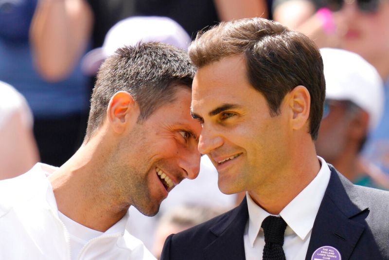 ▲Novak Djokovic和Roger Federer致意。（圖／美聯社／達志影像）