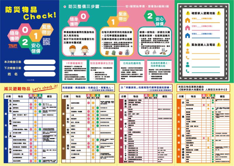 ▲台灣防災產業協會提供「012」避難包分級口訣,讓民眾在準備打包工作時不會驚慌無措。(圖/台灣防災產業協會黃少薇秘書長提供)