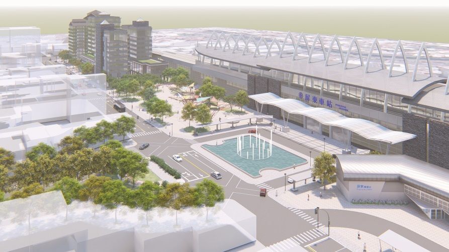 ▲屏東火車站東側站區街廓範圍都更願景草擬圖。（圖／台鐵提供）