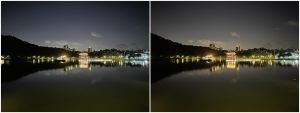 ▲夜景實拍圖比較。左至右依序為iPhone 14 Pro、iPhone 13 Pro、iPhone 11 Pro。（圖／記者周淑萍攝）