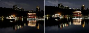 夜景實拍圖比較。左至右依序為iPhone 14 Pro、iPhone 13 Pro、iPhone 11 Pro。(圖/記者周淑萍攝) ▲夜景實拍圖比較。左至右依序為iPhone 14 Pro、iPhone 13 Pro、iPhone 11 Pro。(圖/記者周淑萍攝)