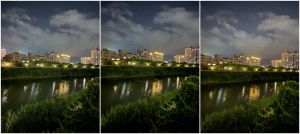 夜景實拍圖比較。左至右依序為iPhone 14 Pro、iPhone 13 Pro、iPhone 11 Pro。(圖/記者周淑萍攝) ▲夜景實拍圖比較。左至右依序為iPhone 14 Pro、iPhone 13 Pro、iPhone 11 Pro。(圖/記者周淑萍攝)