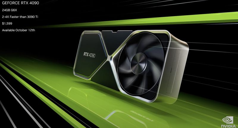 ▲NVIDIA 今（21）日推出針對遊戲玩家的 GeForce RTX 40 系列 GPU，此系列旗艦產品 RTX 4090 GPU 的效能為前一代產品的4倍。（圖／翻攝自 NVIDIA YT）