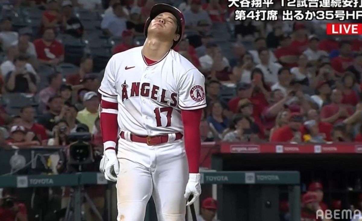 ▲大谷翔平自打球後的表情。（圖／AMEBATV)