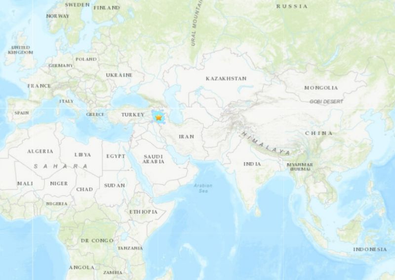 ▲伊朗西北部5日發生一起規模5.7的地震。（圖取自美國地質調查所）