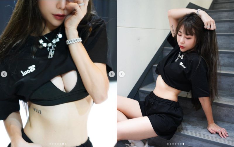 ▲梓梓除了曬E級火辣身材，也秀出超細螞蟻腰。（圖／翻攝自梓梓IG）