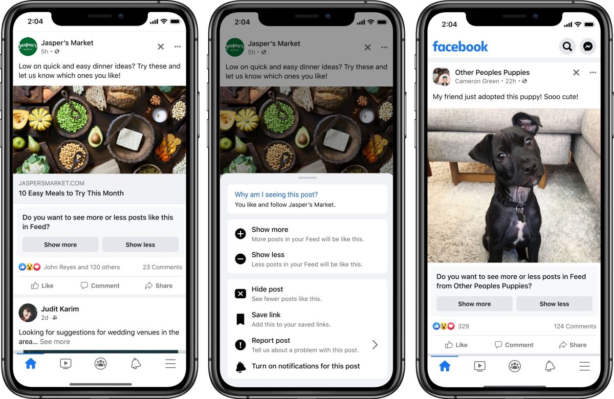 ▲為更貼合用戶喜好， Facebook 推出可一鍵打造更符合需求的動態消息。(圖／官方提供)