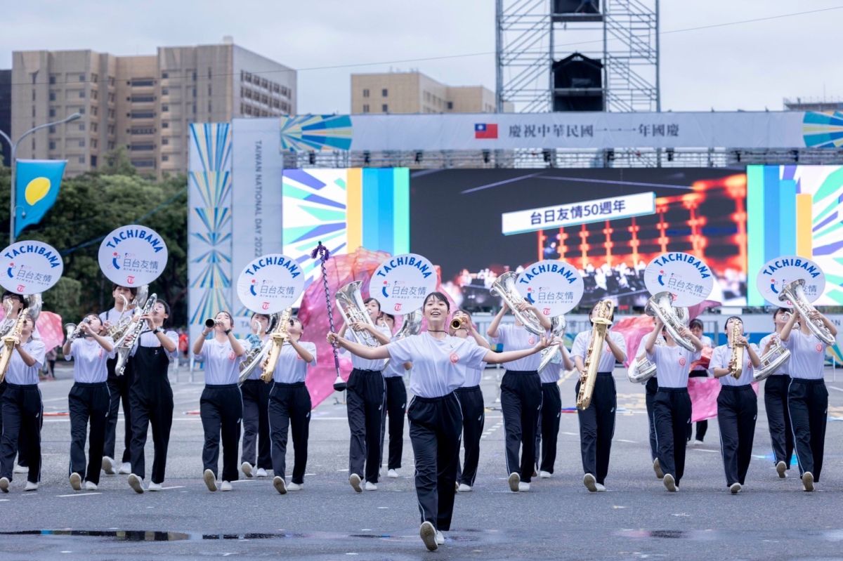 ▲橘高校吹奏樂部在總統府前預演彩排。（圖／文總提供）